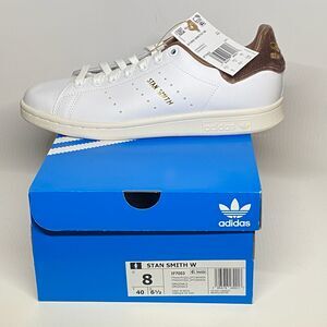Adidas Stan Smith Cloud White Gold Brown Womens Athletic Sneaker Size 8